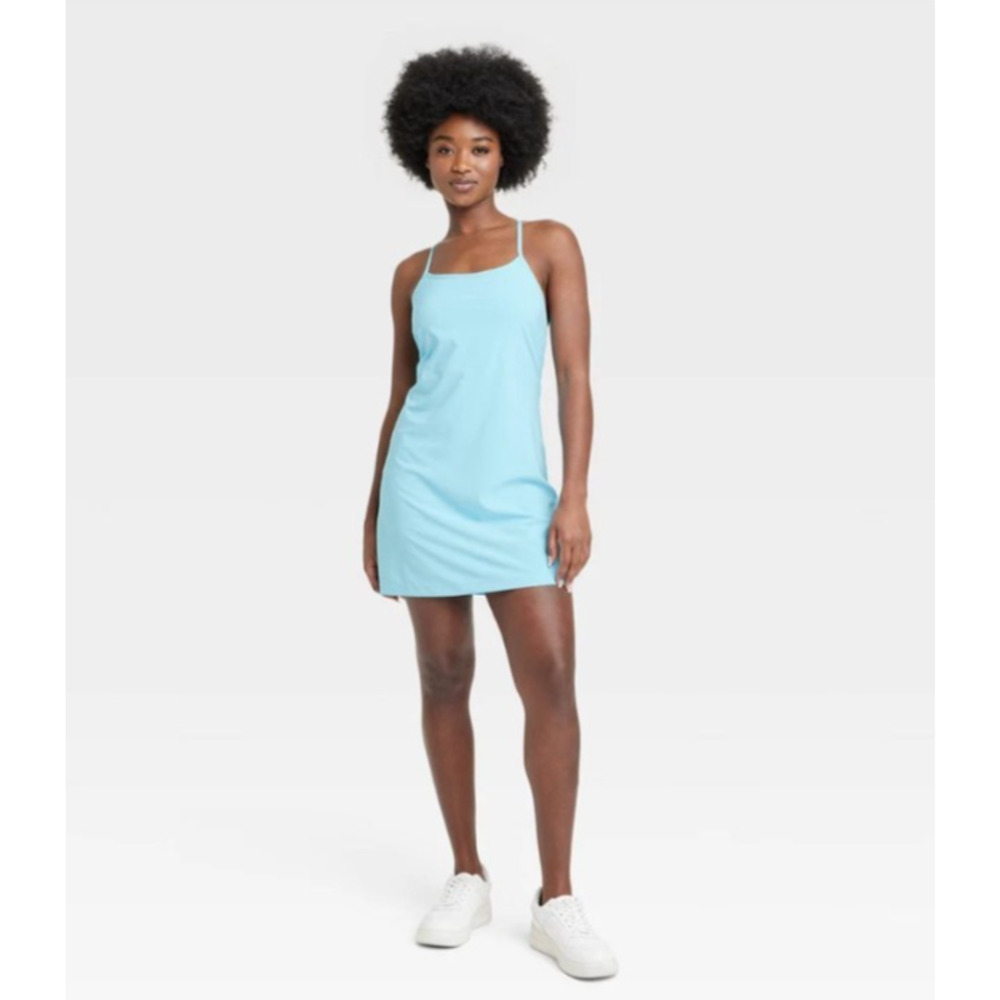 Women's Flex Strappy Active Dress Light Blue Inner Pockets